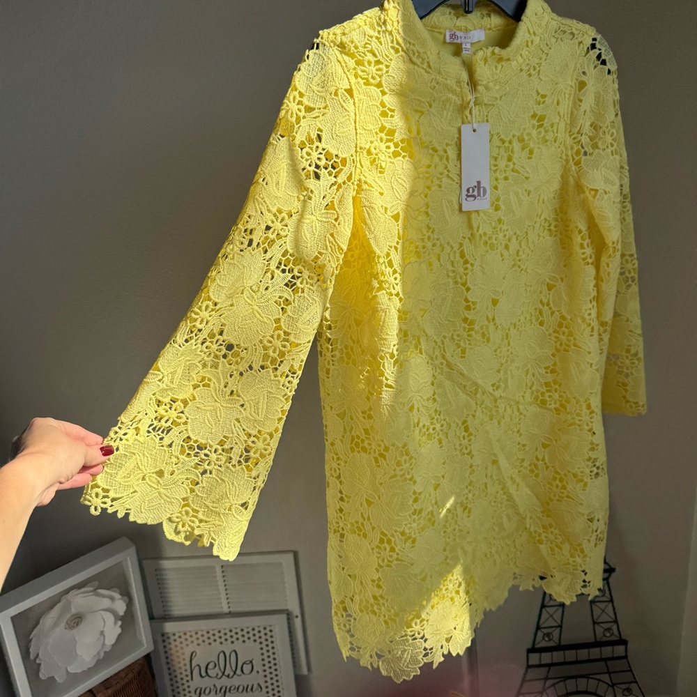 NWT GB Social Big Girls Family Matching Three Quarter Sleeve Eyelet Caftan Dress - Picture 8 of 8